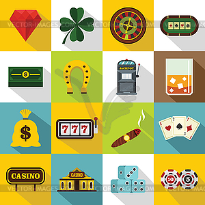 Casino icons set, flat style - vector clipart / vector image