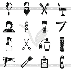 Hairdressing icons set, simple style - vector image