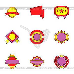 Tag icons set, cartoon style - color vector clipart