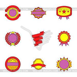 Label icons set, cartoon style - vector clip art