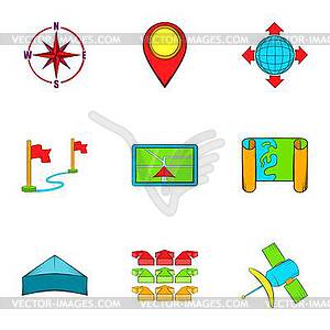 GPS icons set, cartoon style - vector image