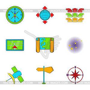 Search way icons set, cartoon style - vector clip art