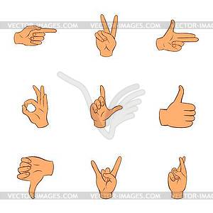 Communication gestures icons set, cartoon style - vector clipart / vector image