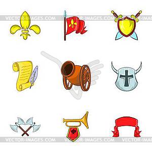 Medieval armor icons set, cartoon style - vector clipart