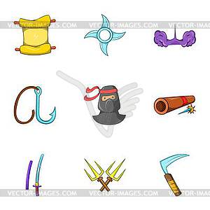 Spy icons set, cartoon style - vector clipart