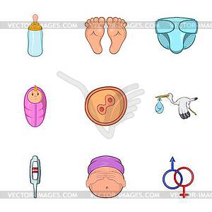 Woman mother icons set, cartoon style - vector clipart / vector image