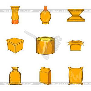 Package icons set, cartoon style - vector clip art