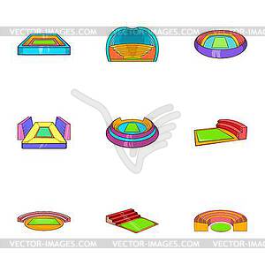 Sport complex icons set, cartoon style - vector clip art