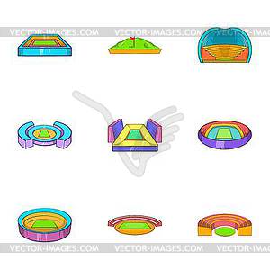 Sport construction icons set, cartoon style - royalty-free vector clipart