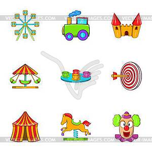 Swing icons set, cartoon style - vector clipart