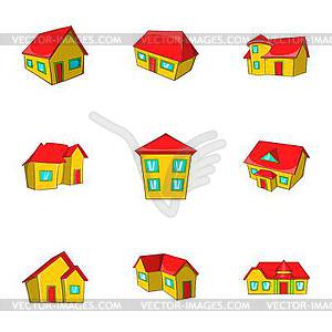 House icons set, cartoon style - vector clipart
