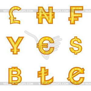 Currency icons set, cartoon style - vector clip art