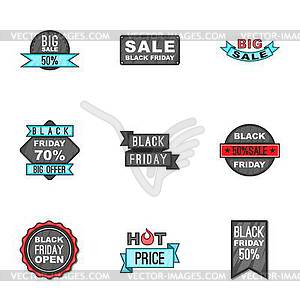 Sale icons set, cartoon style - vector clipart