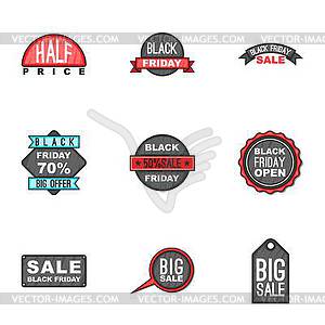 Black friday icons set, cartoon style - vector image