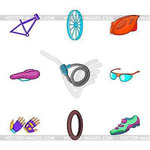 Bike icons set, cartoon style - vector clipart