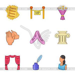 Concert icons set, cartoon style - vector clipart