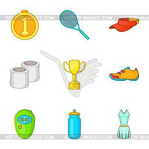 Active tennis icons set, cartoon style - vector clipart / vector image