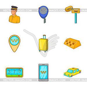 Riding of people icons set, cartoon style - vector image