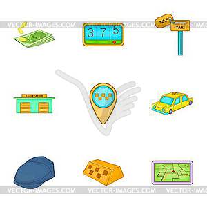 Transportation of people icons set, cartoon style - vector clipart