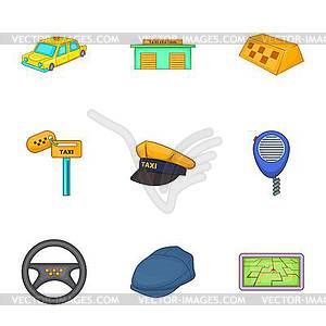 Taxi car icons set, cartoon style - vector clip art