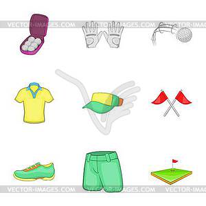 Training golf icons set, cartoon style - vector clipart / vector image