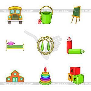 School icons set, cartoon style - vector image