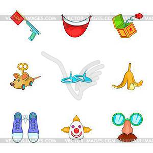 First of april icons set, cartoon style - vector clip art