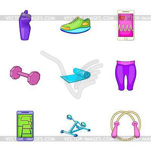 Slimming icons set, cartoon style - vector clipart