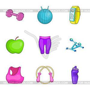 Health icons set, cartoon style - vector clip art