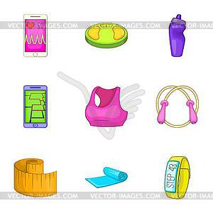 Sports lifestyle icons set, cartoon style - vector clipart / vector image