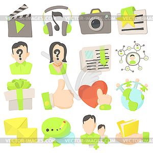 Advertisement icons set, cartoon style - vector image