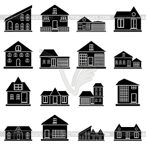 Houses icons set, simple style - vector image