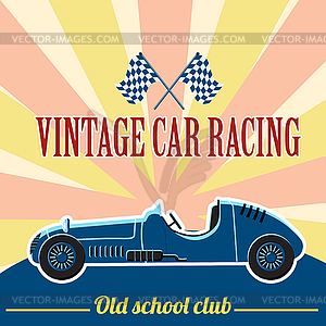 Racing retro car concept, flat style - vector clipart