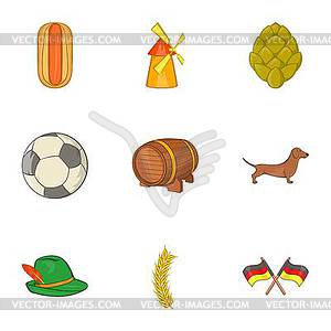 Germany icons set, cartoon style - vector image