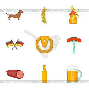 Stay in Germany icons set, cartoon style - vector clipart