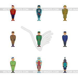 Fighter icons set, cartoon style - vector clipart