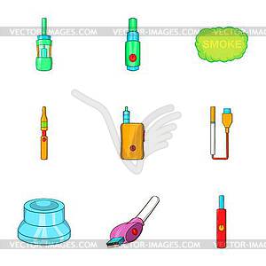 Electronic smoking cigarette icons set - vector clipart