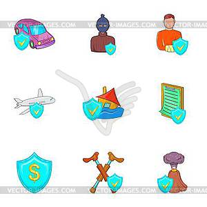 Emergency icons set, cartoon style - vector clipart