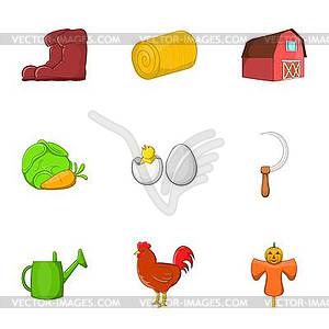 Estate icons set, cartoon style - vector clipart