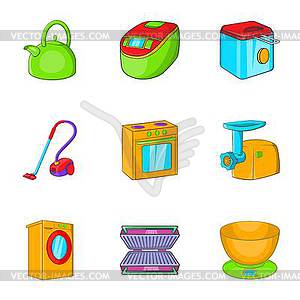 Appliances icons set, cartoon style - royalty-free vector image