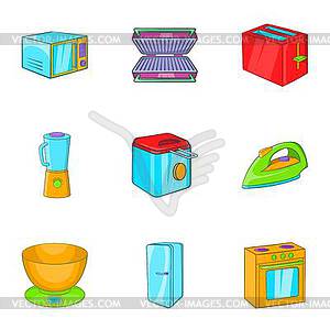 Technique icons set, cartoon style - vector clipart