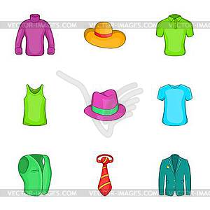 Material icons set, cartoon style - stock vector clipart
