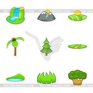 Flora icons set, cartoon style - vector image