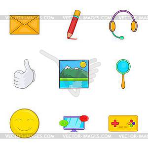 Web messages icons set, cartoon style - stock vector clipart