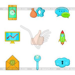 Optimization icons set, cartoon style - vector image