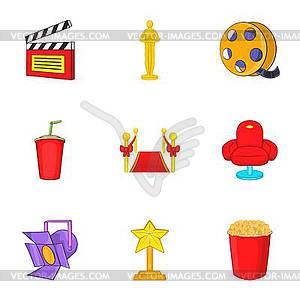 Film icons set, cartoon style - royalty-free vector image