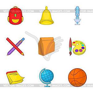 Education icons set, cartoon style - vector image