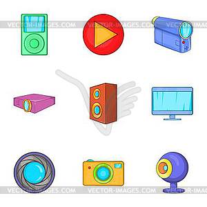 Electronic devices icons set, cartoon style - vector clip art