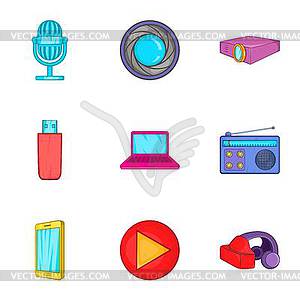 Electronic equipment icons set, cartoon style - vector image