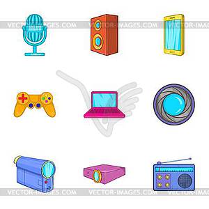 Electronic appliance icons set, cartoon style - vector image